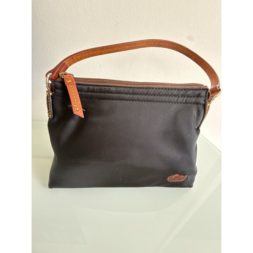 Vintage Dooney & Bourke Black Nylon Leather Trim Small Shoulder Bag